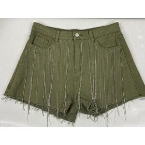 Blue B Collection Women Large Shorts Cut Off Rhinestone Dangle NWT